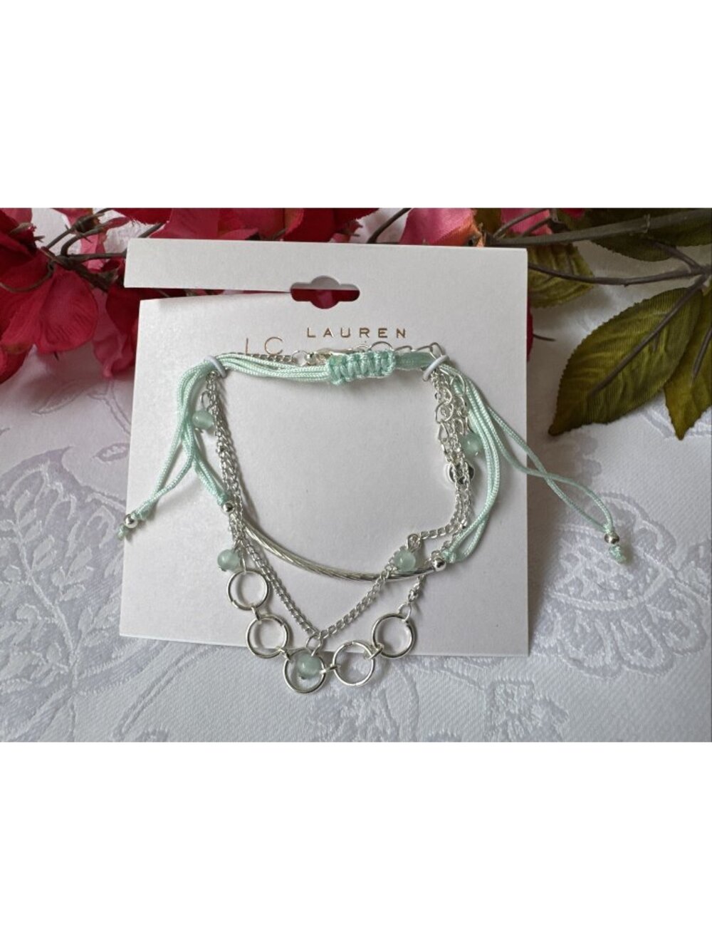 LC Lauren Conrad Dainty Silvertone Stacked 3 Piece Bracelet Bracelets NEW $18